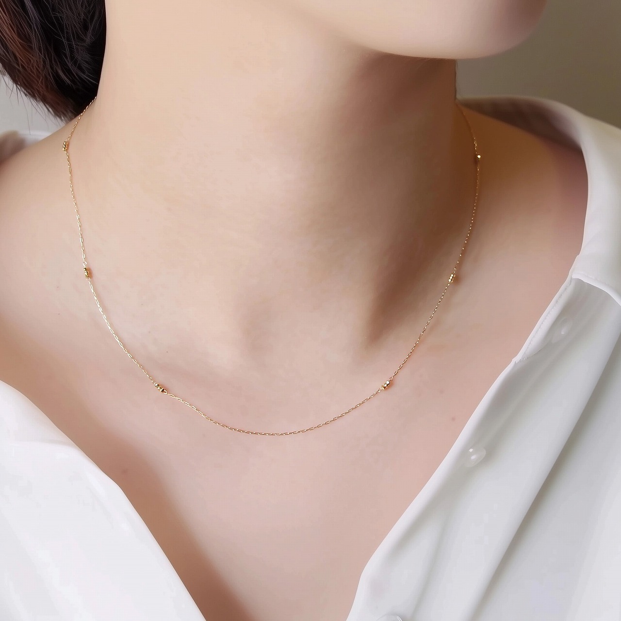 【SALE価格】<br />
K18 <br />
ミラーカットボール<br />
チェーンネックレス No.187