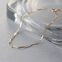 【SALE価格】K18 <br />
フラットペーパークリップ<br />
チェーンブレスレット No.206