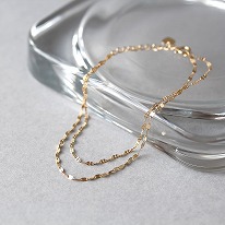 【SALE価格】K18 <br />
ダブルペタルチェーン<br />
ブレスレット 18cm No.207